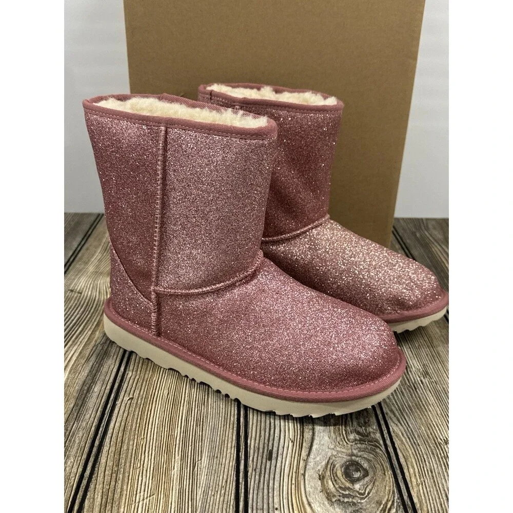New Ugg Pink Classic Sparkle Boots Children's Size 6